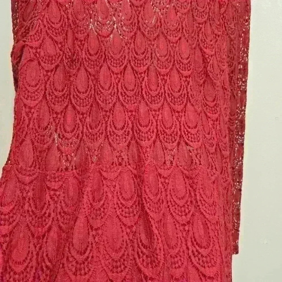 Bebe Red Nylon Lace Bodycon Dress Size XL Party Cocktail - Picture 10 of 11